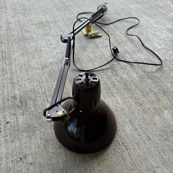 Vintage Underwriters Laboratories Portable Desk Lamp Articulating Arm Brown MCM - Picture 2 of 5